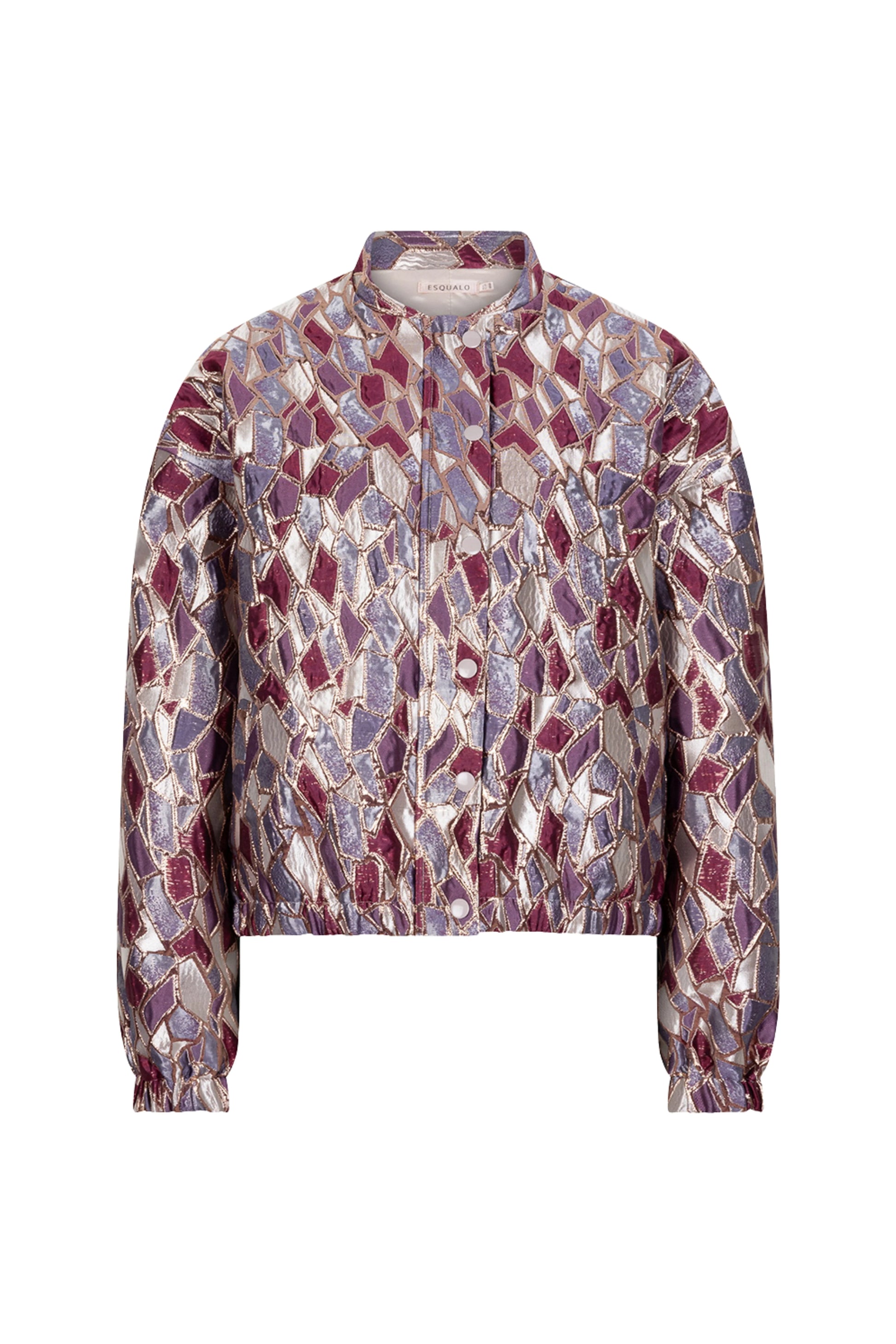 Esqualo jacket bomber paars roze metallic mosaic print W25.19700