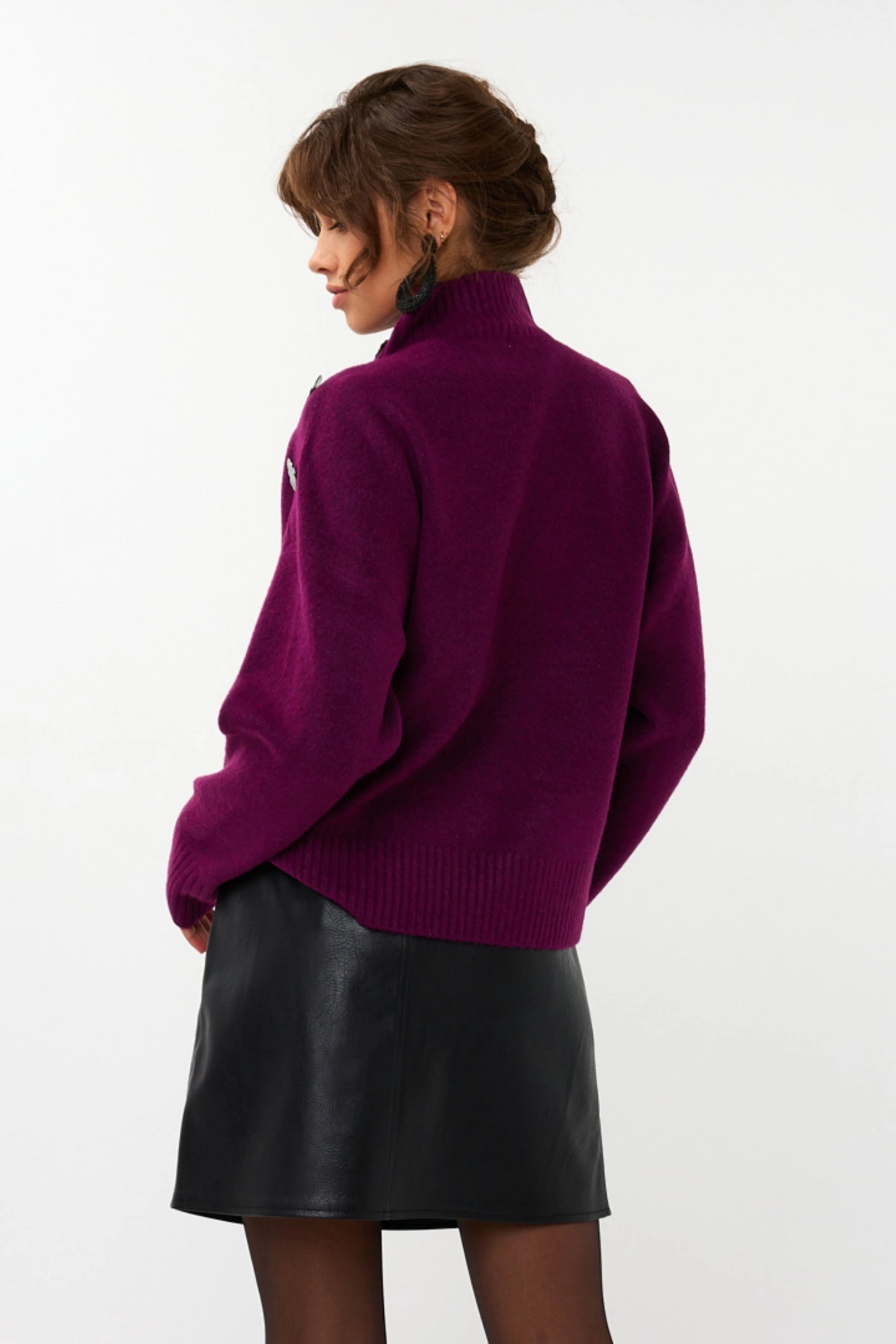 Esqualo trui paars sweater buttons maroon W25.07722