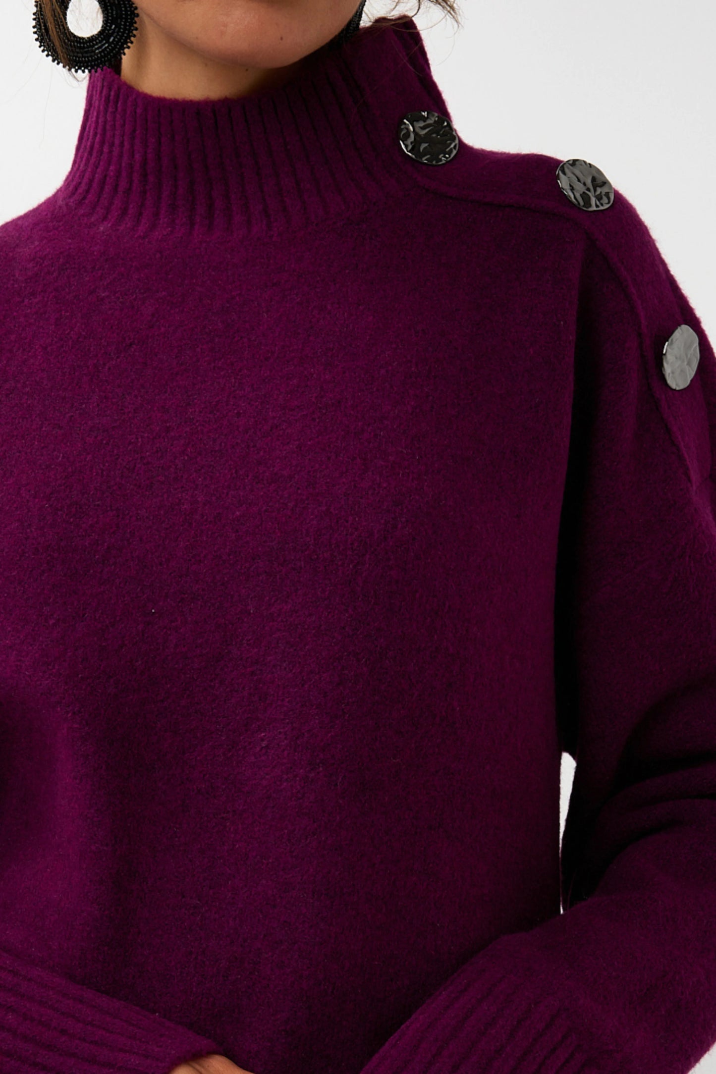 Esqualo trui paars sweater buttons maroon W25.07722