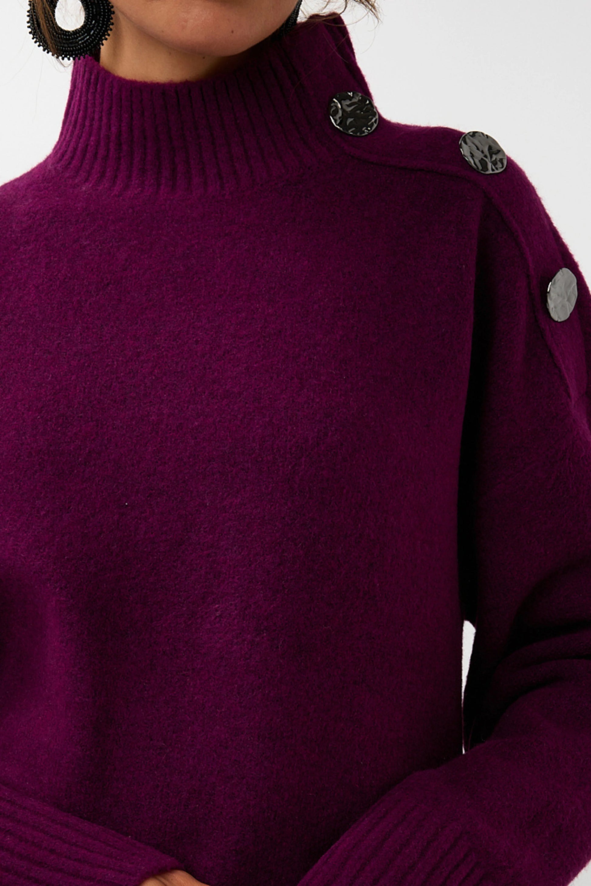 Esqualo trui paars sweater buttons maroon W25.07722