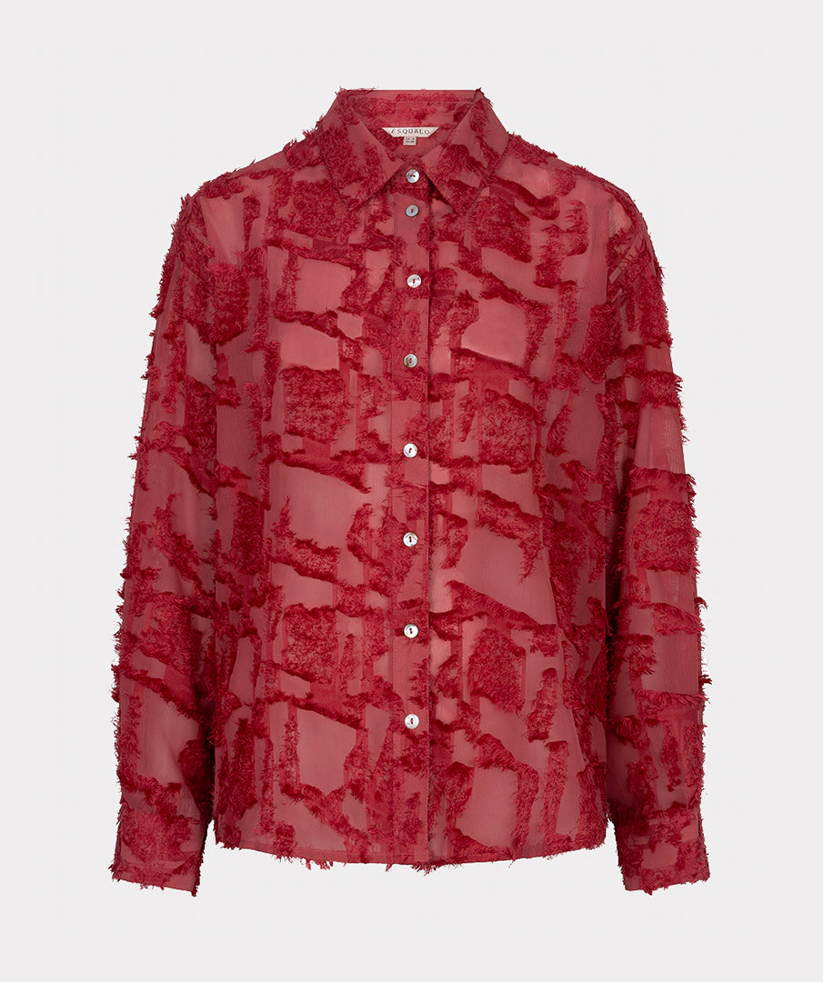 Esqualo blouse koraal rood oversized basic plumetis raspberry