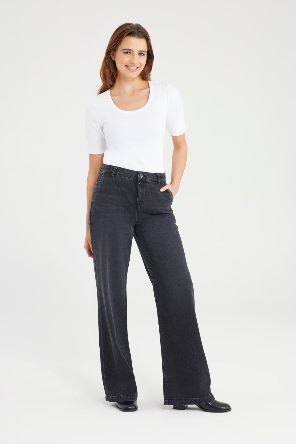 COJ jeans black vintage wide leg Maxine zwart lengte 30 midwaist