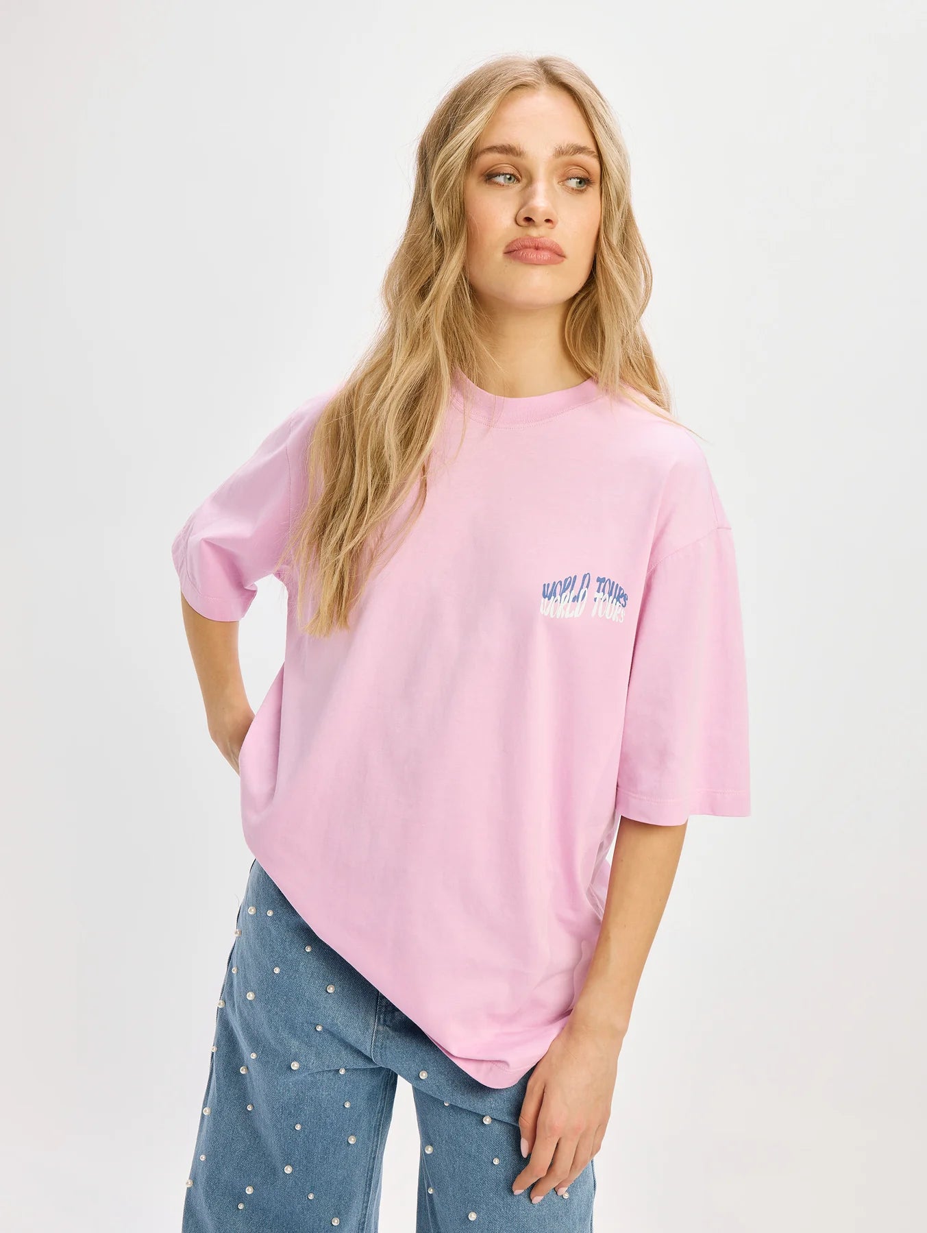 Refined Department T-shirt roze met backprint smiley model Maggy
