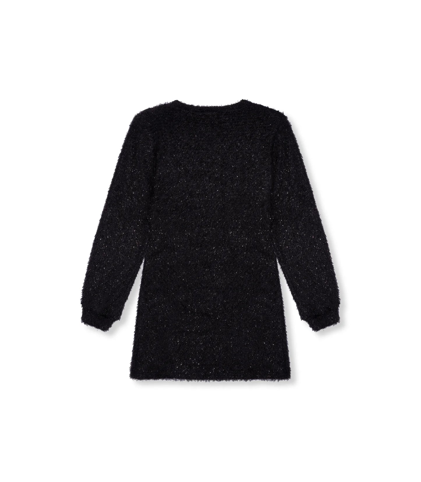 Refined Department jurk zwart fluffy model Marjo met beetje glitter