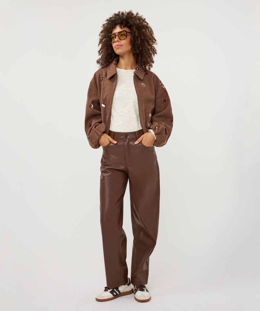 Esqualo short jacket met pailletten camel W26.08700