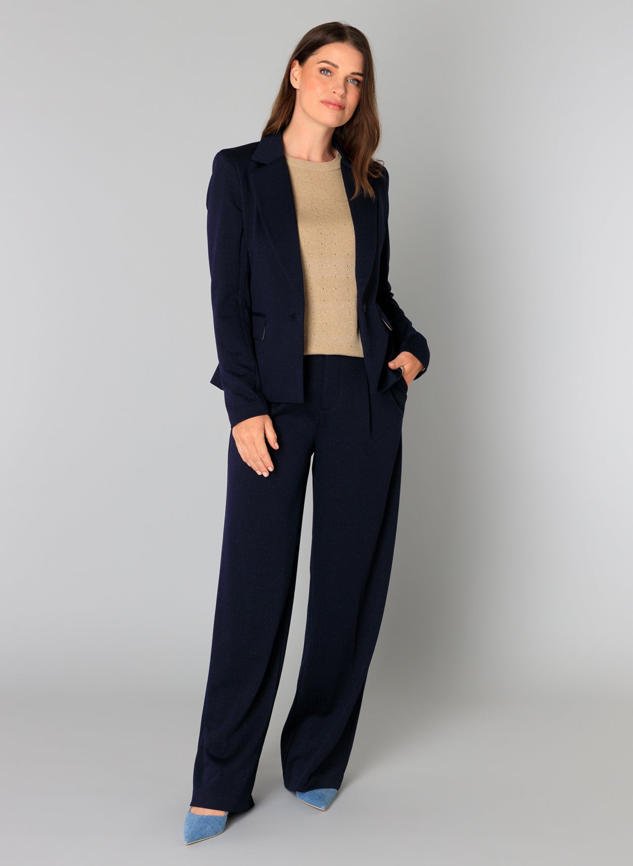 Ydence blazer donker blauw met lurex model Barbara dark navy