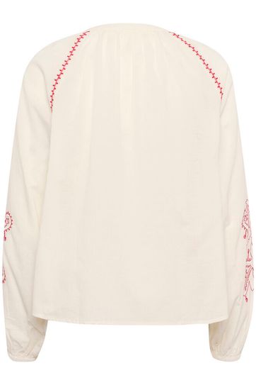 Cream blouse offwhite met rood geborduurde details CRjessica Birch