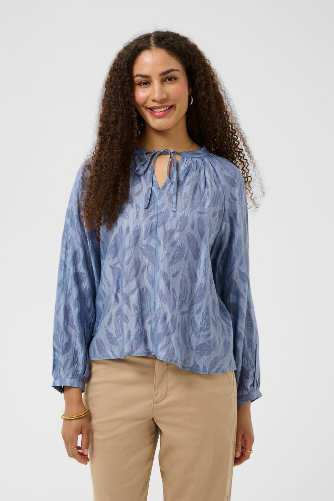 Cream blouse blauw met print model CRloui stonewash