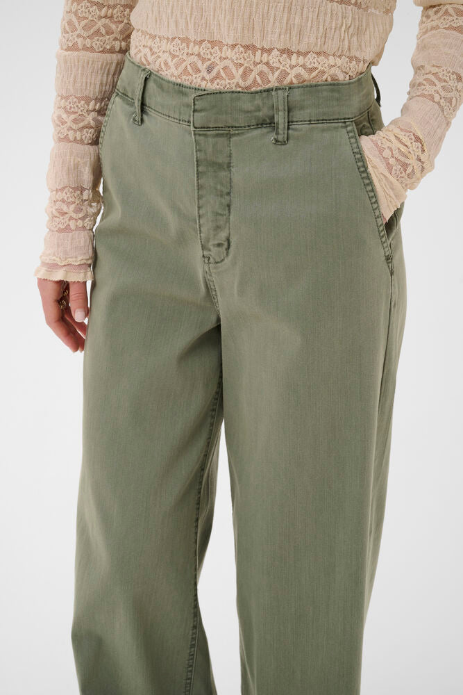 Cream jeans groen wide leg model CRvisti colored denim pant mulled basil