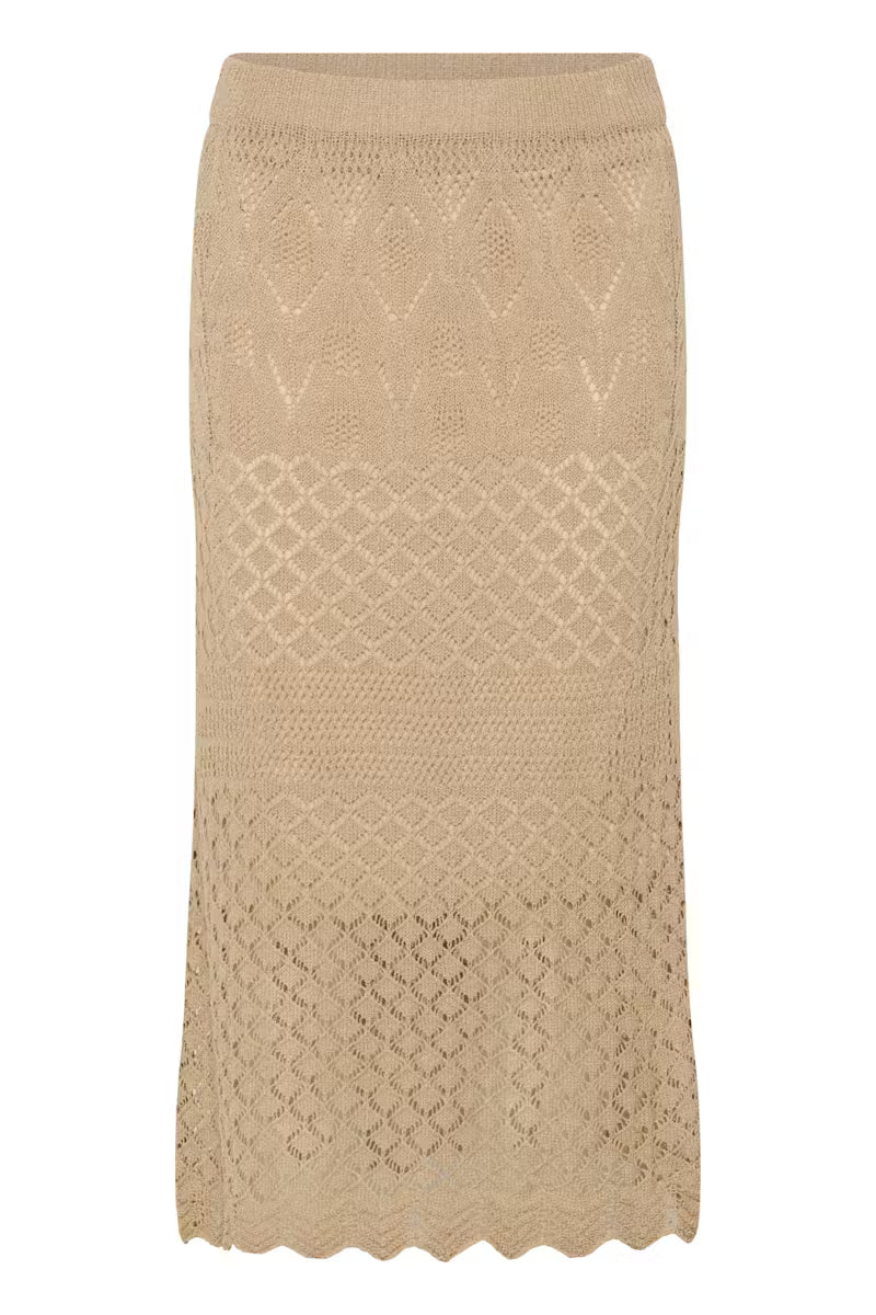 Cream rok zandkleur crochet gehaakt model CRSebija light amphora midi