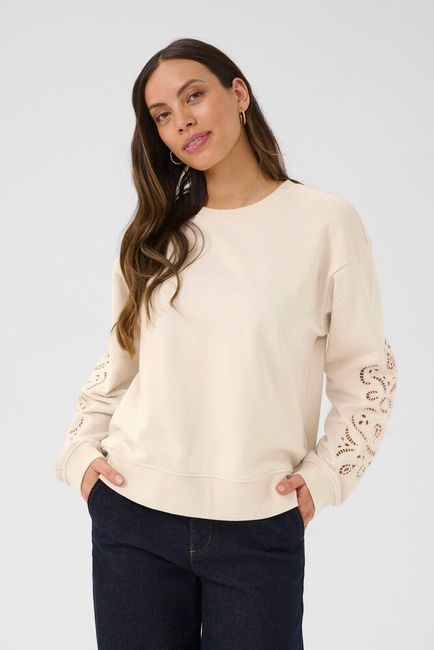 Cream sweater beige model CRjosie sweatshirt ancient scroll