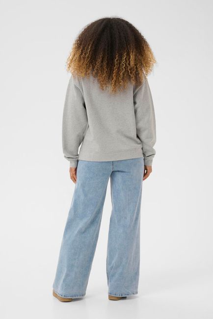 Cream sweater grijs NYC print model CRmirabella sweatshirt light grey melange