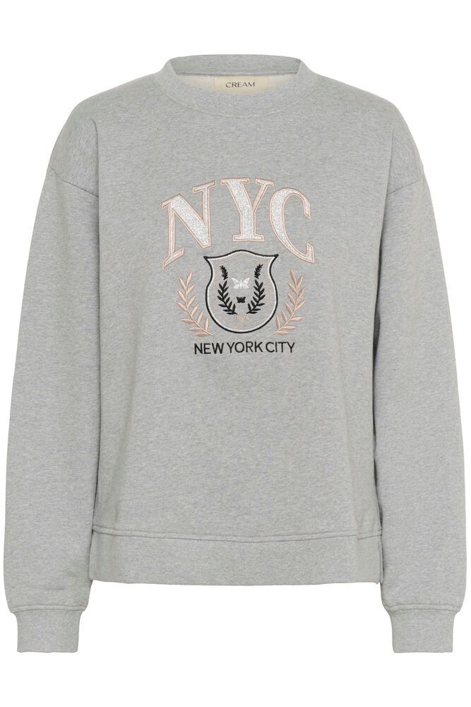 Cream sweater grijs NYC print model CRmirabella sweatshirt light grey melange