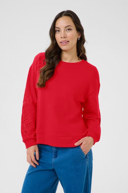 Cream sweater rood model CRjosie sweatshirt toreador