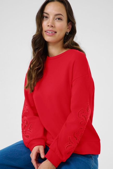 Cream sweater rood model CRjosie sweatshirt toreador