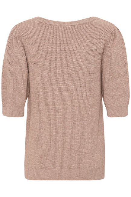 Cream trui korte mouw beige bruin model CRdela short sleeve pullover fossil melange