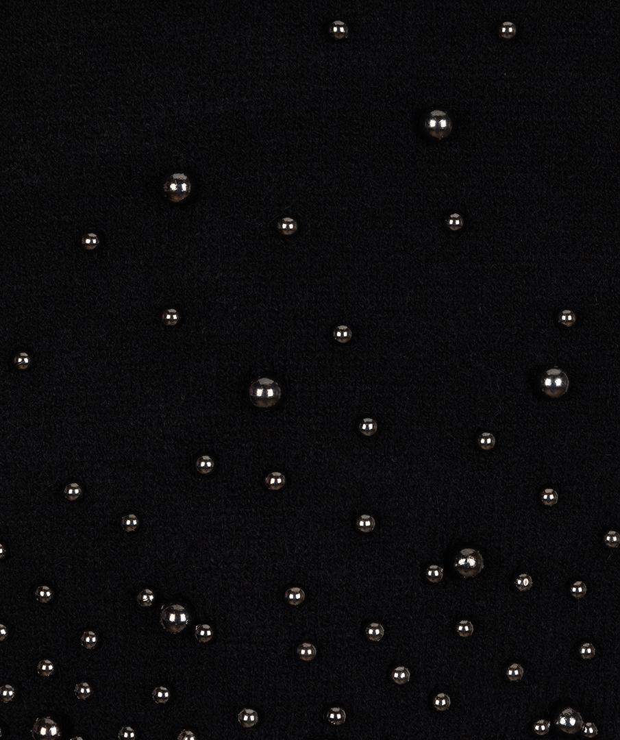 Esqualo trui zwart met parels model Sweater pearls W25.02700