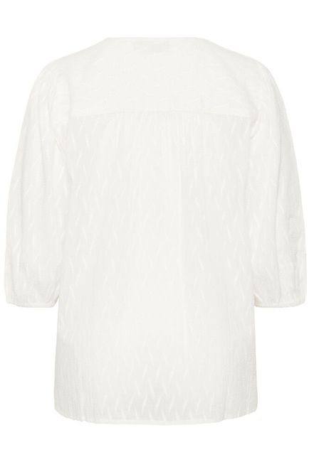 Kaffe Curve blouse offwhite met structuur driekwart mouw model KCgabby chalk