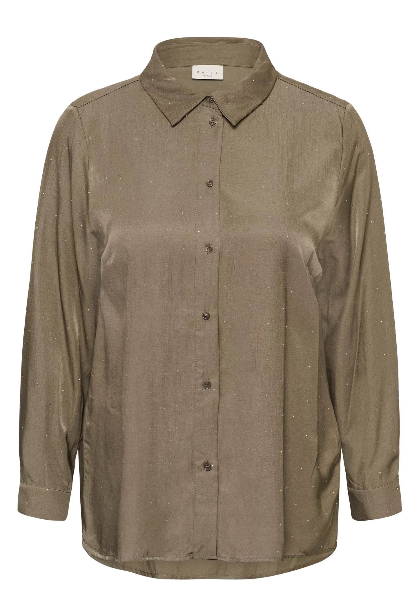 Kaffe Curve blouse taupe met strass model KCada morel overhemd