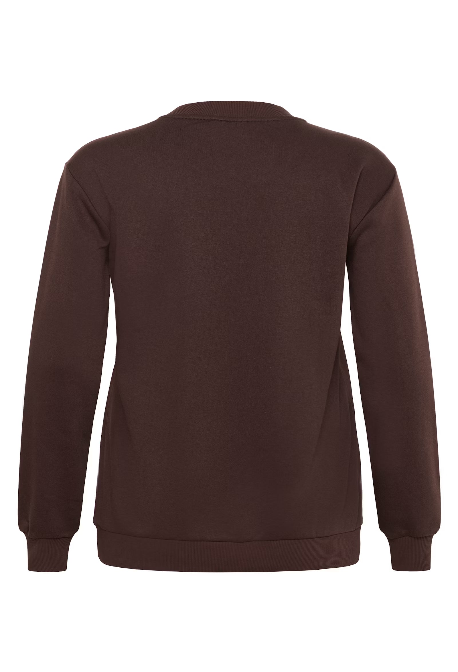 Kaffe Curve sweater bruin met strass Femme model KCelise sweatshirt black coffee