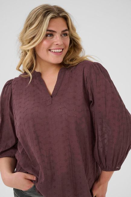 Kaffe Curve blouse driekwart mouw bordeaux KCmaia fudge