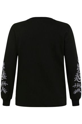 Kaffe Curve sweater zwart met witte details op mouw model KCviva sweatshirt black deep
