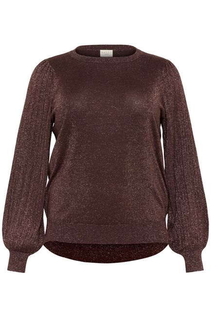 Kaffe Curve trui donker bruin met glitter model KCregitta pleat pullover black coffee