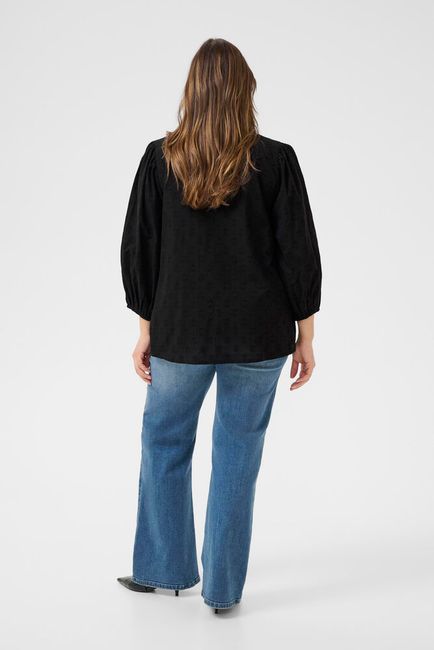 Kaffe Curve blouse zwart KCloulou 3/4 mouw black deep