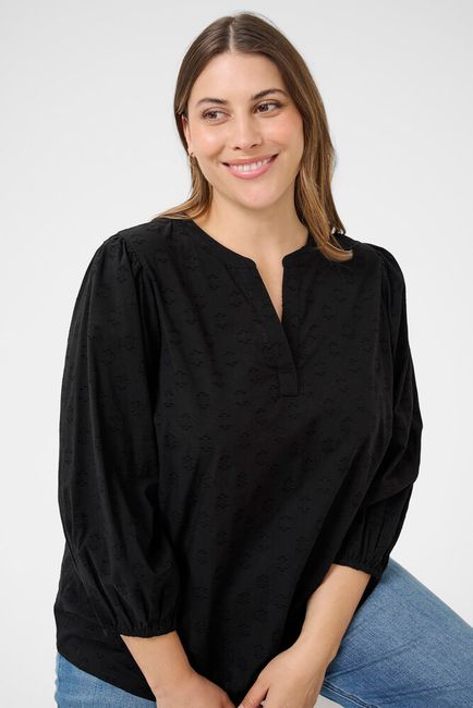 Kaffe Curve blouse zwart KCloulou 3/4 mouw black deep