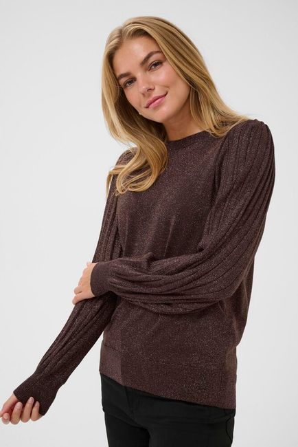 Kaffe trui bruin met glitter model KAregina black coffee