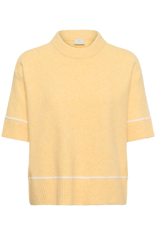 Kaffe trui korte mouw geel model KAjinie knit pullover sunlight melange