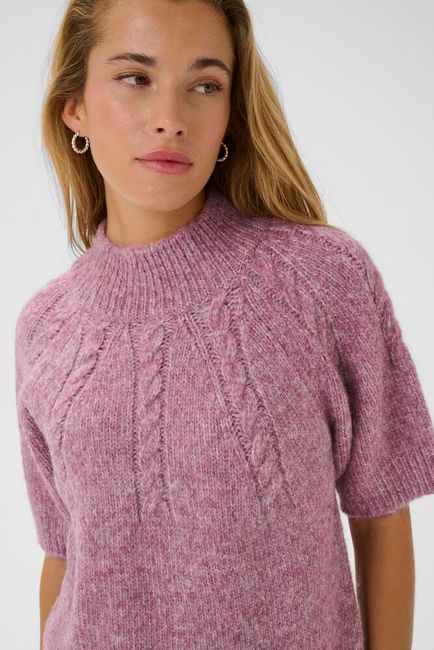 Kaffe trui paars roze met korte mouw model KAcuba pullover Tullipwood melange