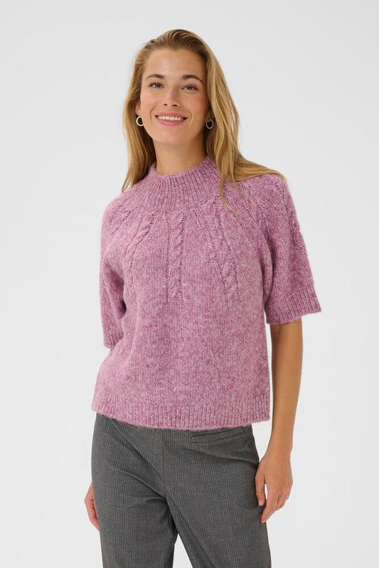 Kaffe trui paars roze met korte mouw model KAcuba pullover Tullipwood melange