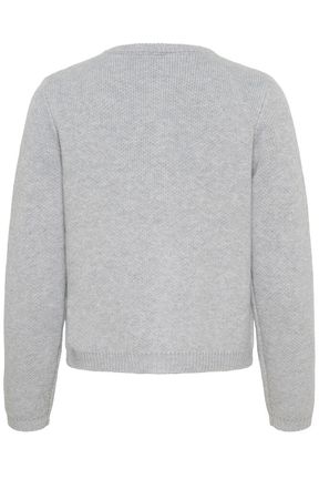 Kaffe vest licht grijs met parel sluiting strik model KAbowie cardigan grey melange