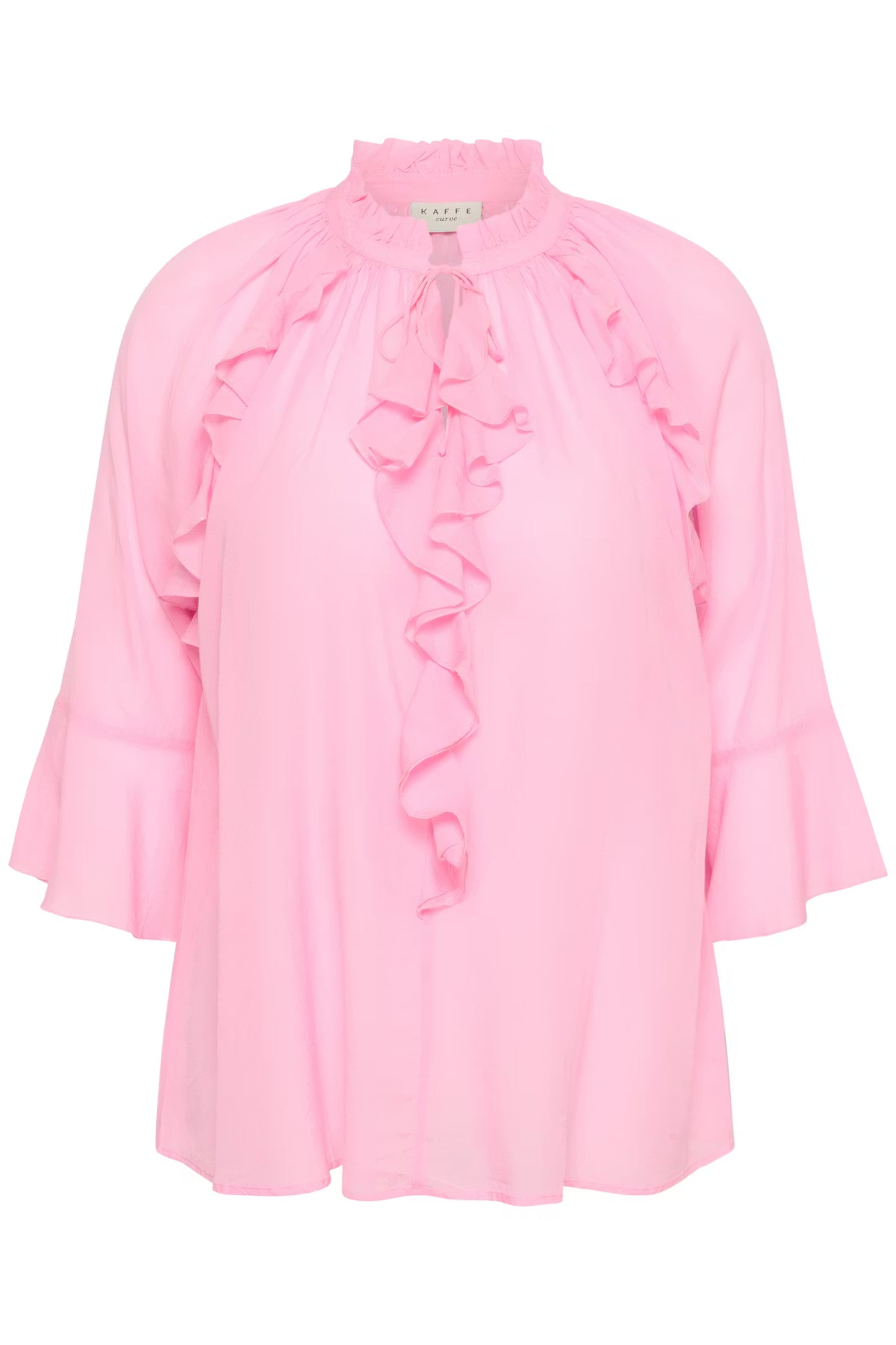 Kaffe Curve blouse roze met ruffle model KCflori pink frosting