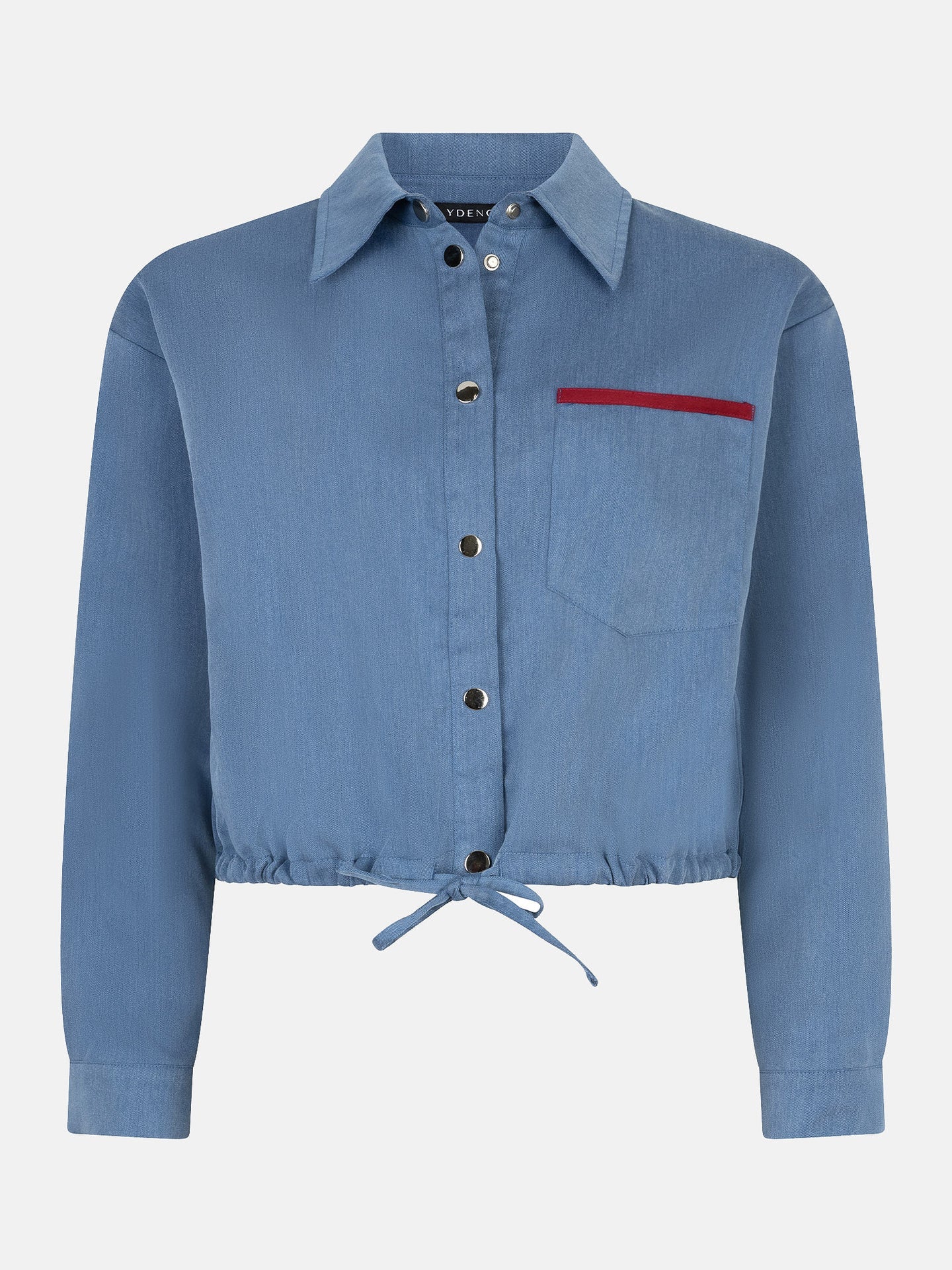 Ydence blouse cropped fit denim blue kess blauw rood