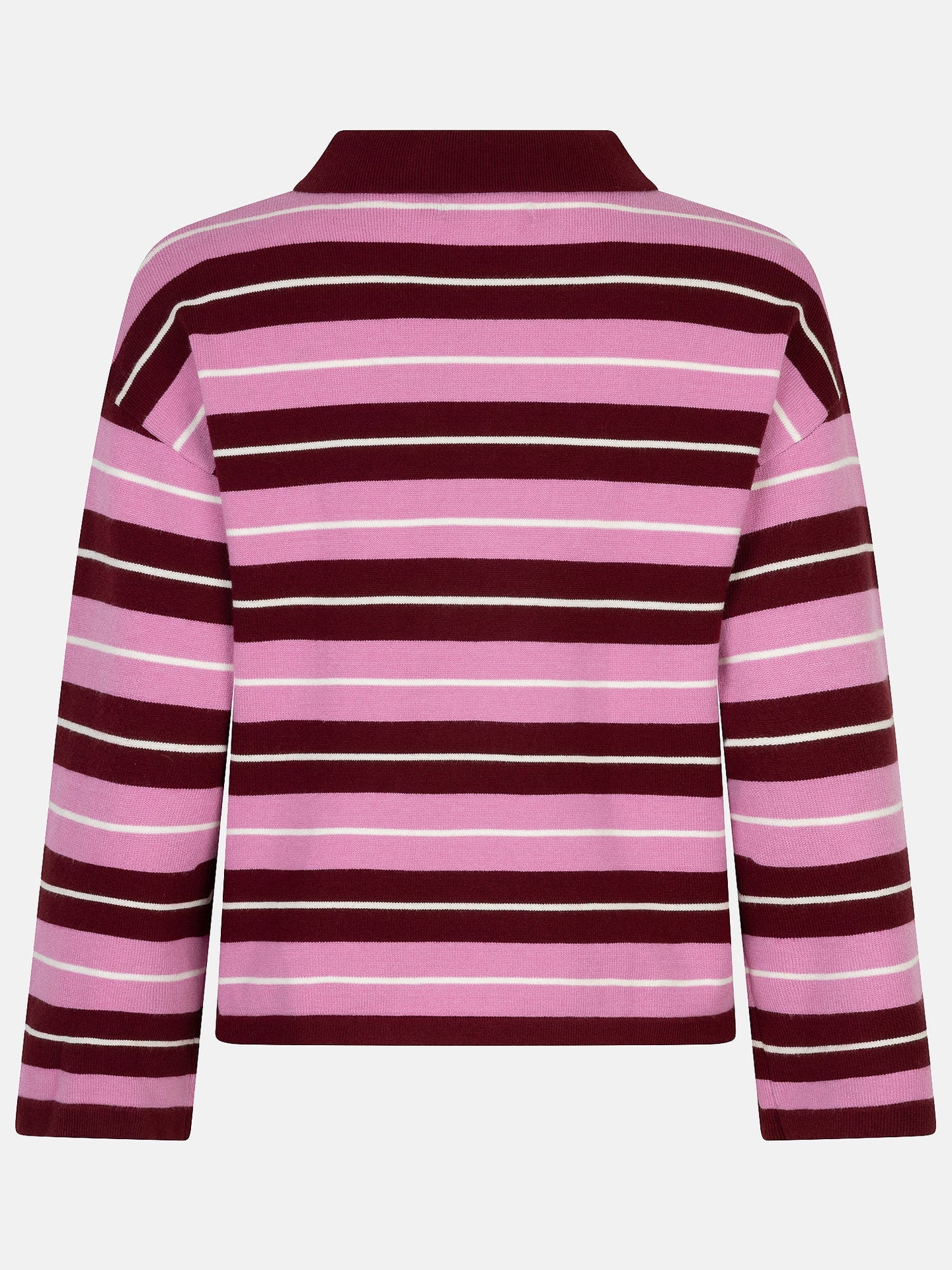 Ydence trui polo gestreept rood met roze model Knitted top Balou burgundy pink
