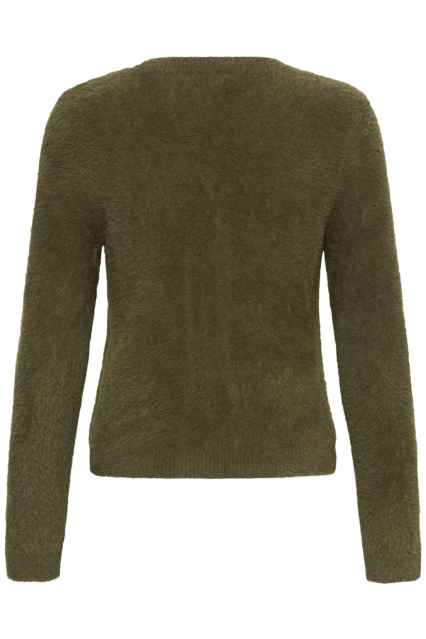 Cream trui groen olijf fluffy model CRInaya LS Knit Pullover Military Olive Green