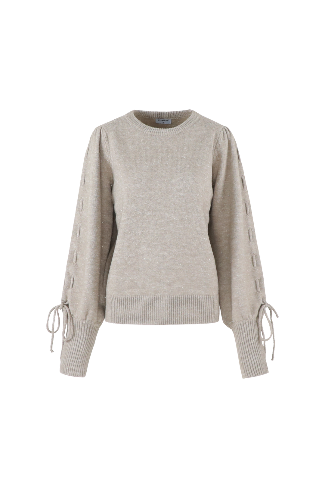 Fluresk trui beige met lurex Scottie knit sweater warm taupe