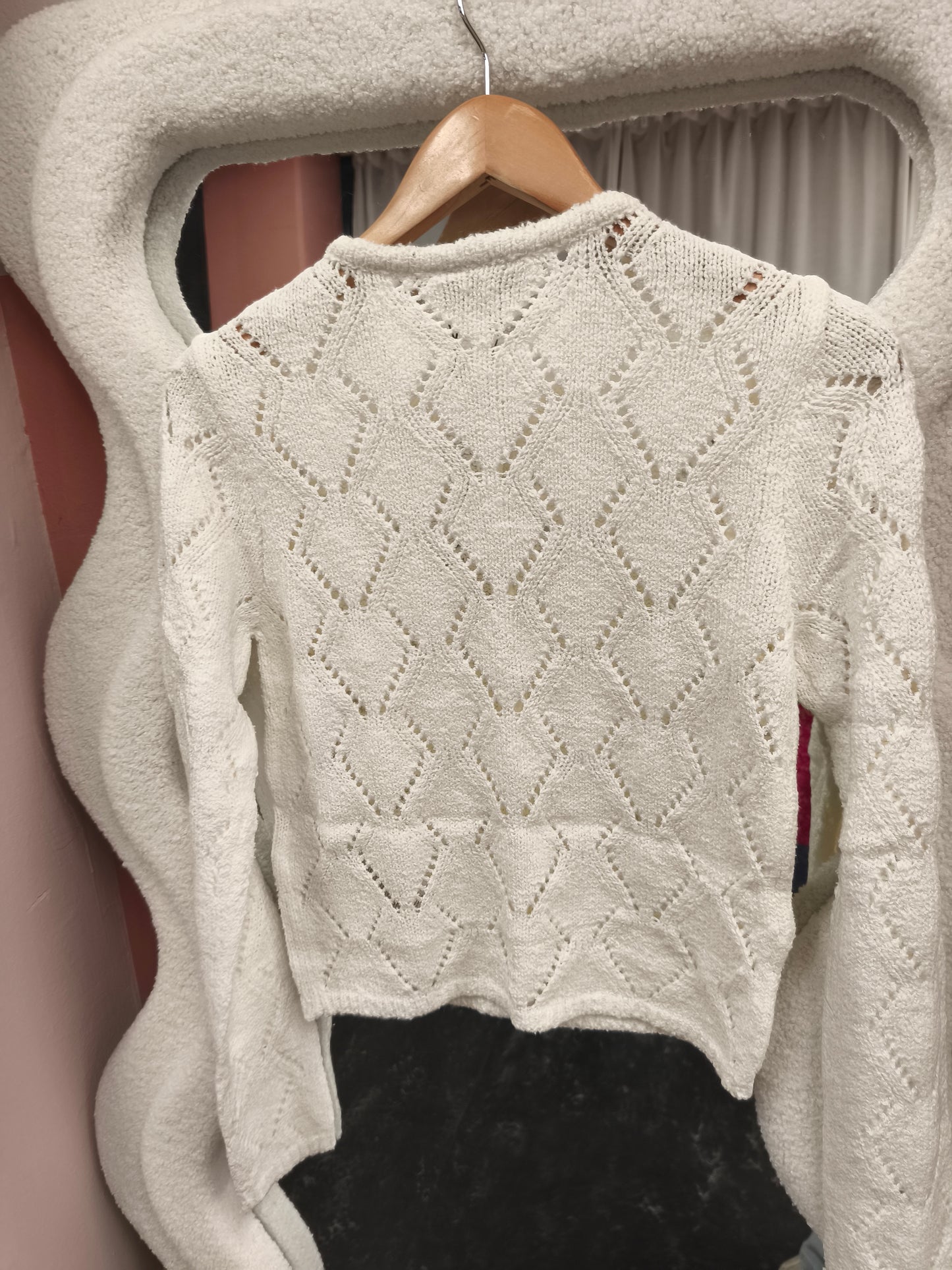 Kaffe vest offwhite met parel knoopjes KAlorinia cardigan chalk 10511157