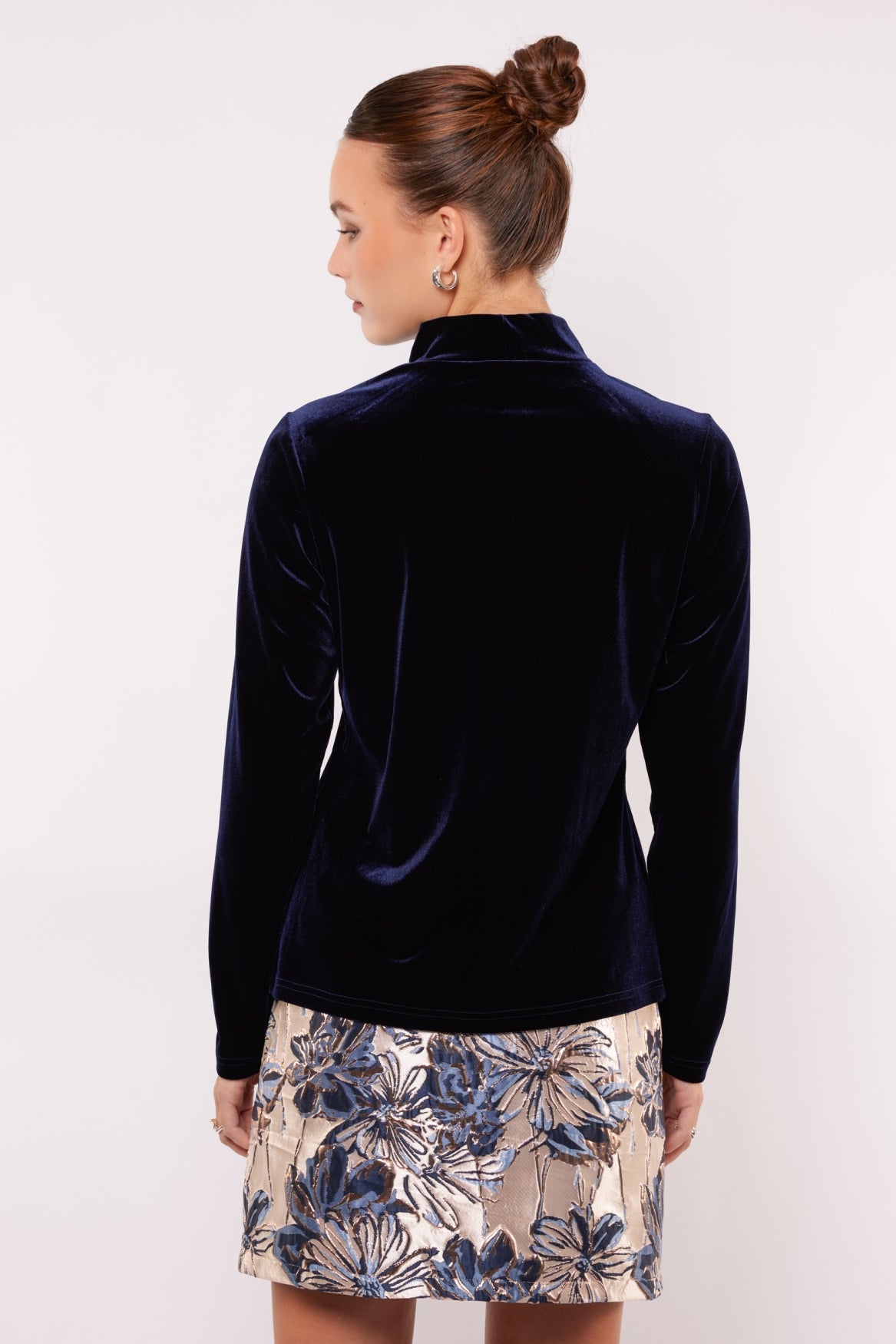 Fluresk col velvet donker blauw Ylana top velvet midnight blue