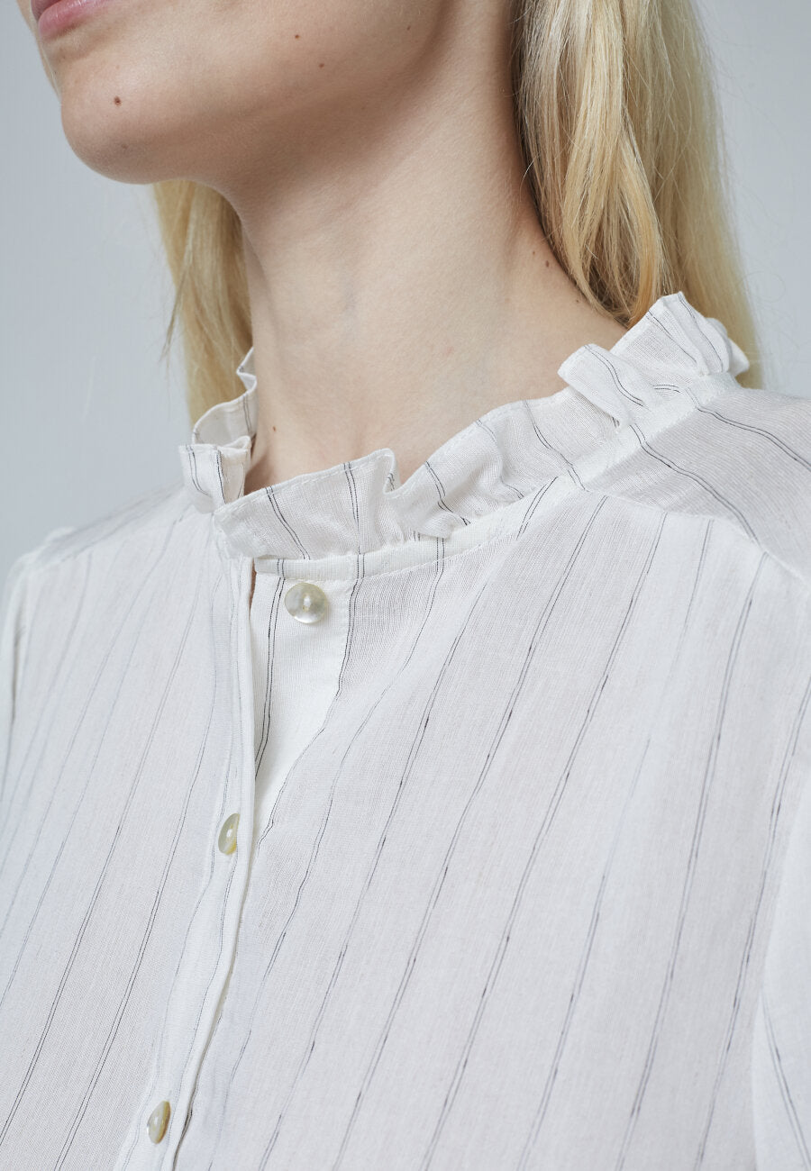 Sisters Point blouse offwhite met strepen model Egga sh bamboo stripe