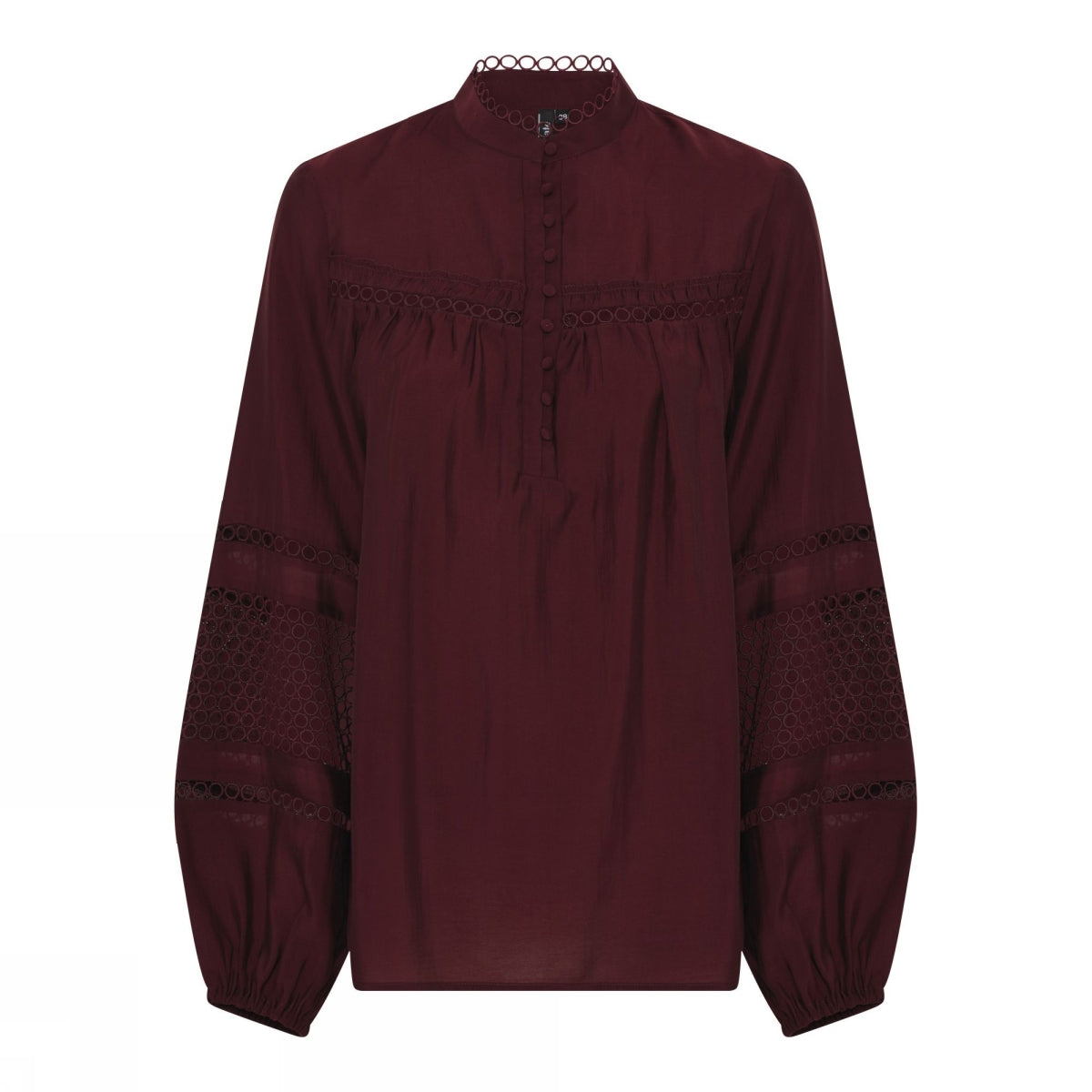 Soulmate bordeaux rood blouse met kant detail model Soleir
