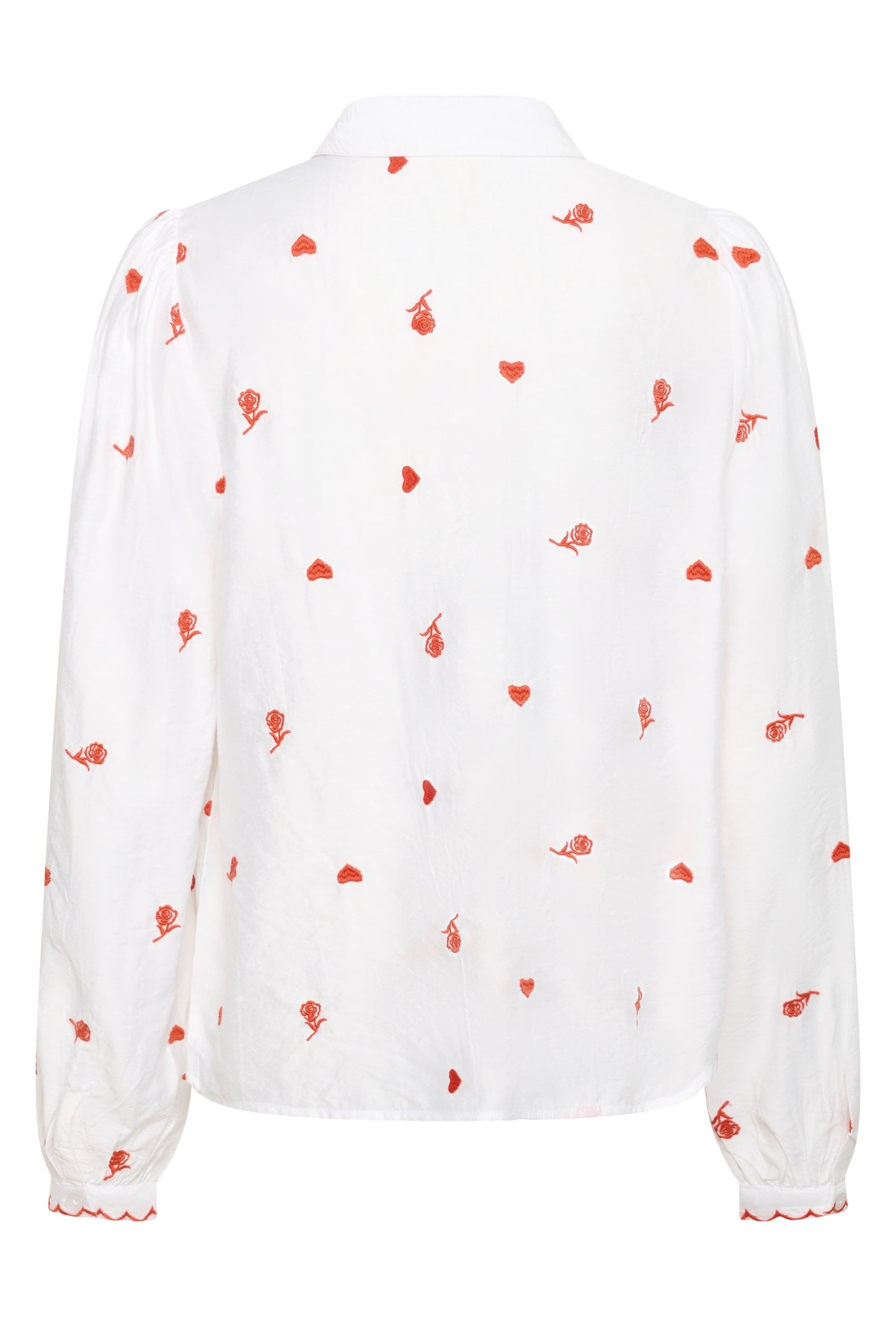 Cream blouse offwhite met rood borduursel model CRjeanne