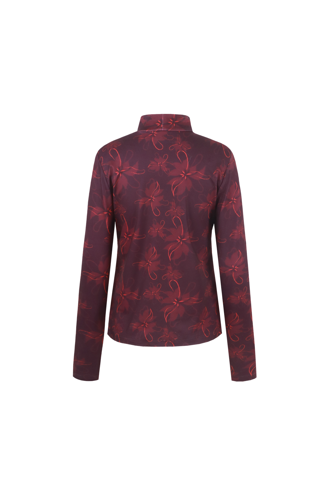 Fluresk colletje bordeaux rood model Vida top wine red bright print