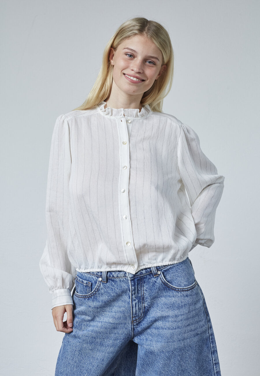 Sisters Point blouse offwhite met strepen model Egga sh bamboo stripe