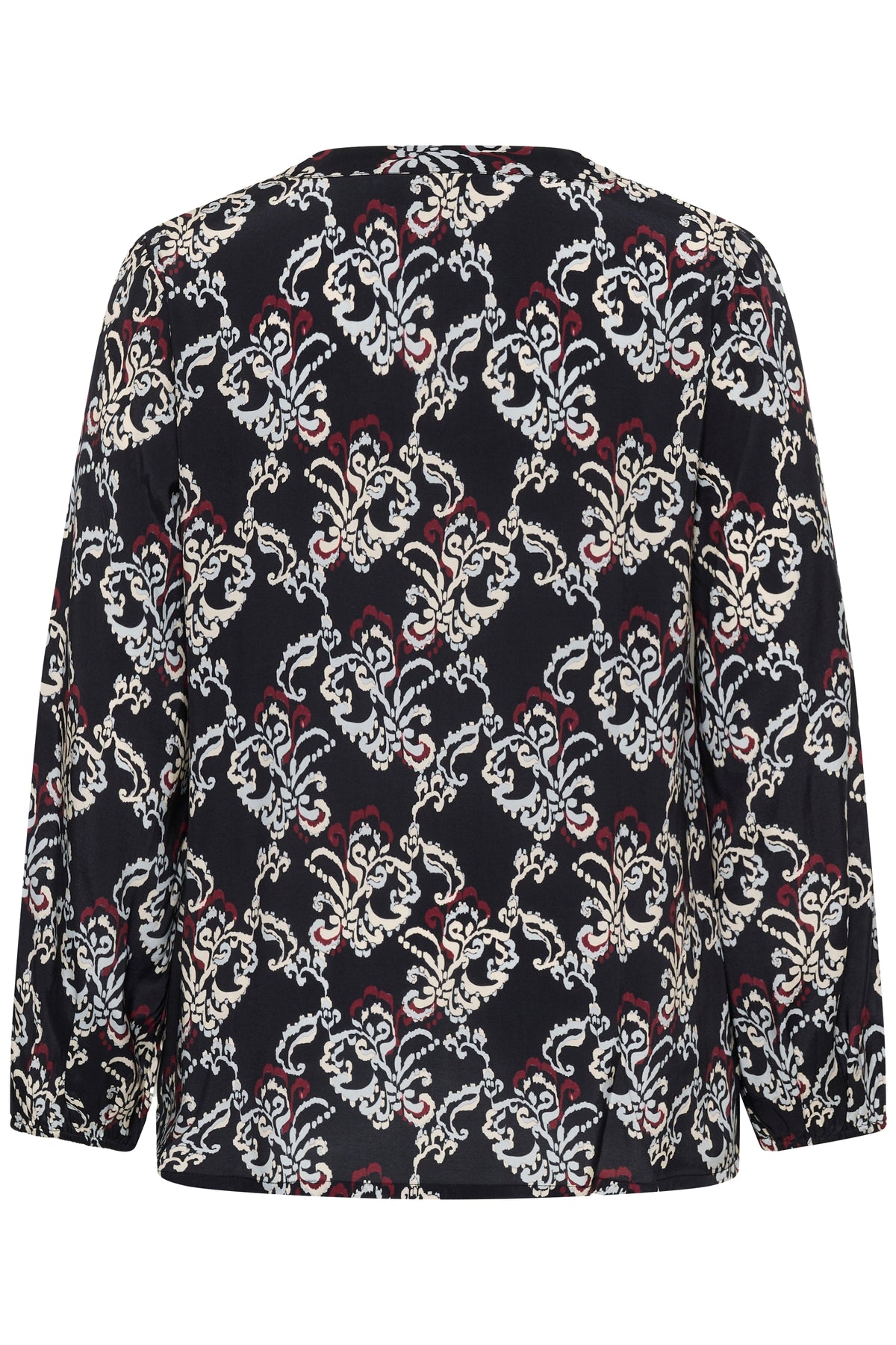 Kaffe Curve blouse zwart met rood en witte print model KChipe black port
