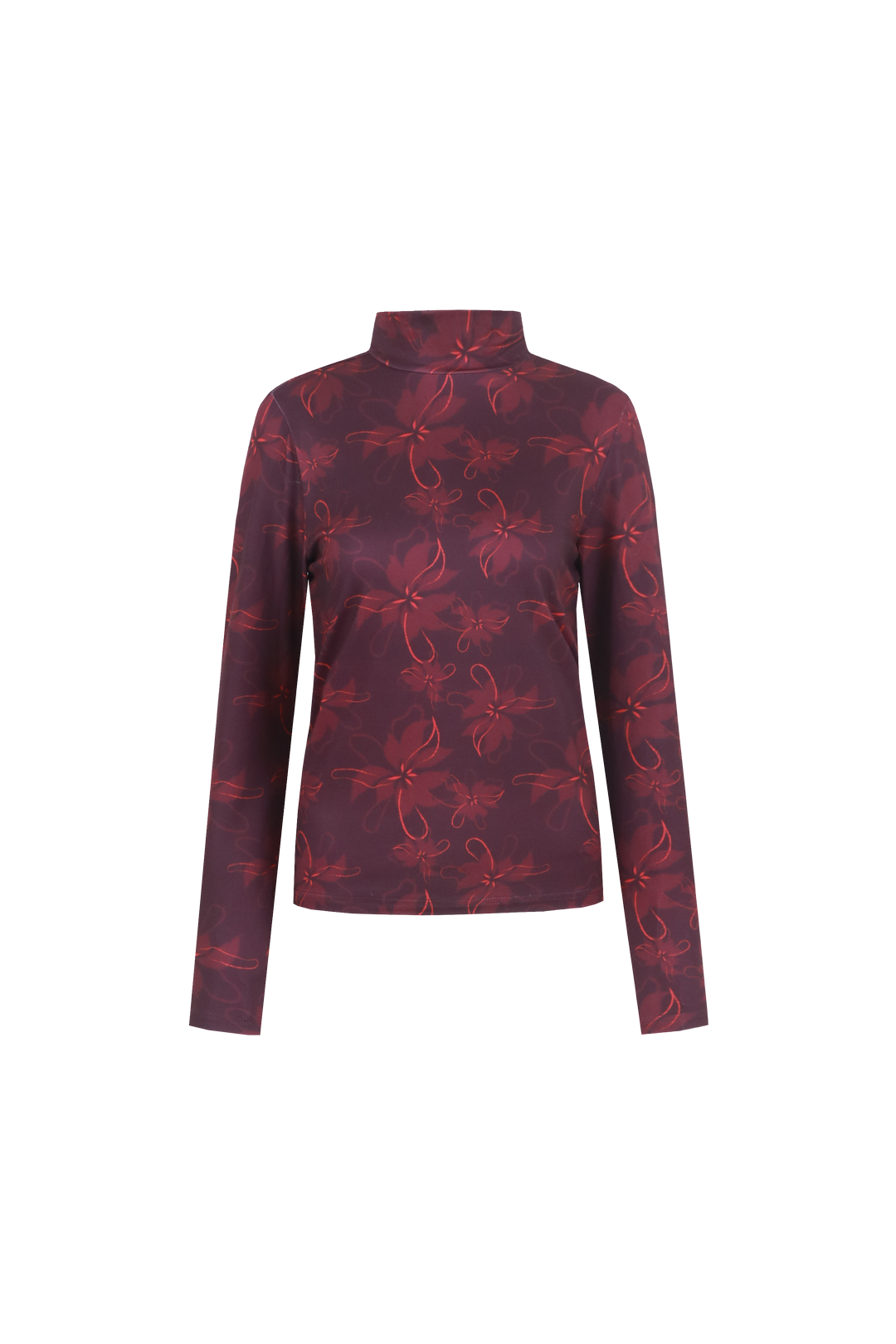 Fluresk colletje bordeaux rood model Vida top wine red bright print