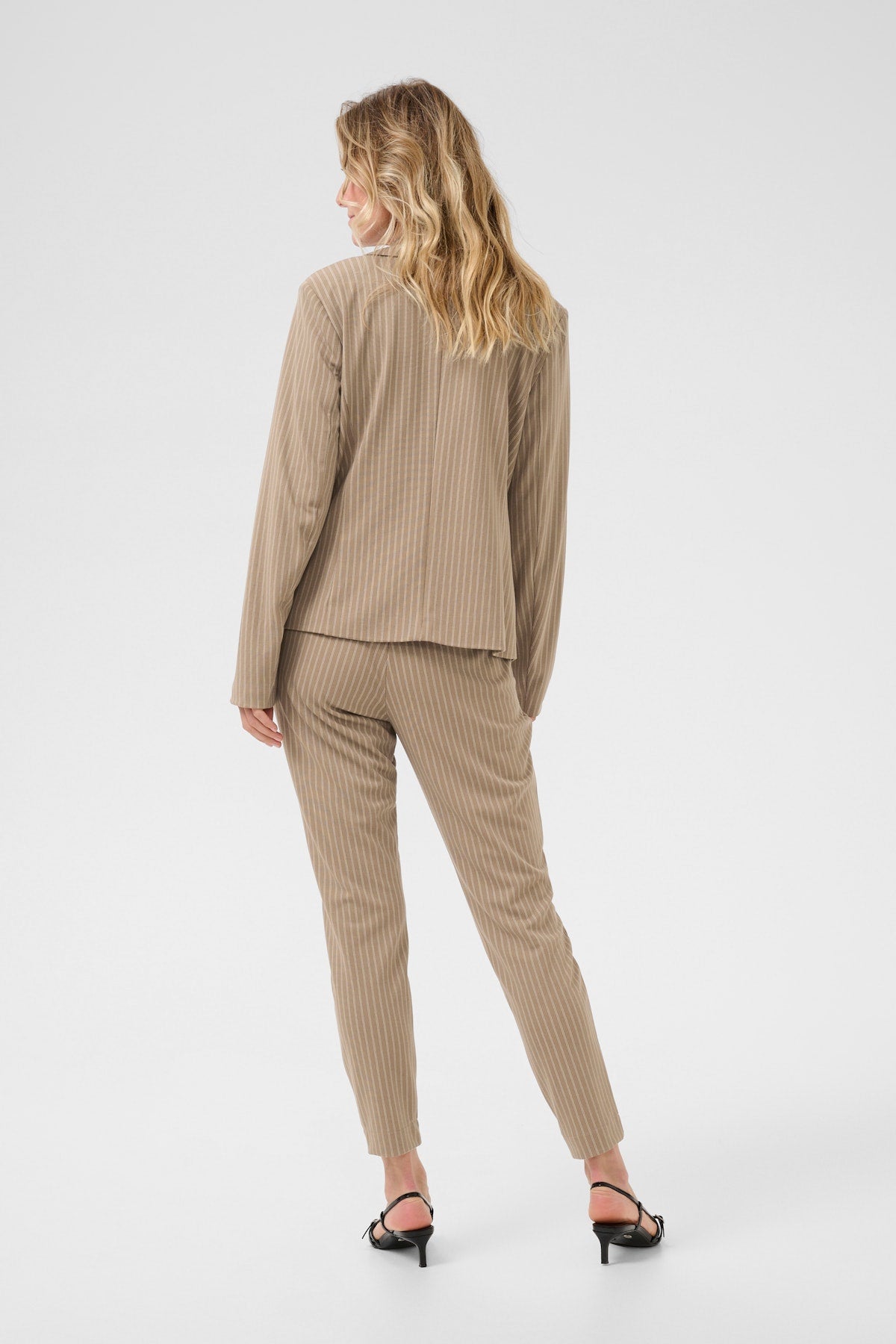 Cream blazer pinstripe bruin met offwhite zandkleur model CRanett fossil
