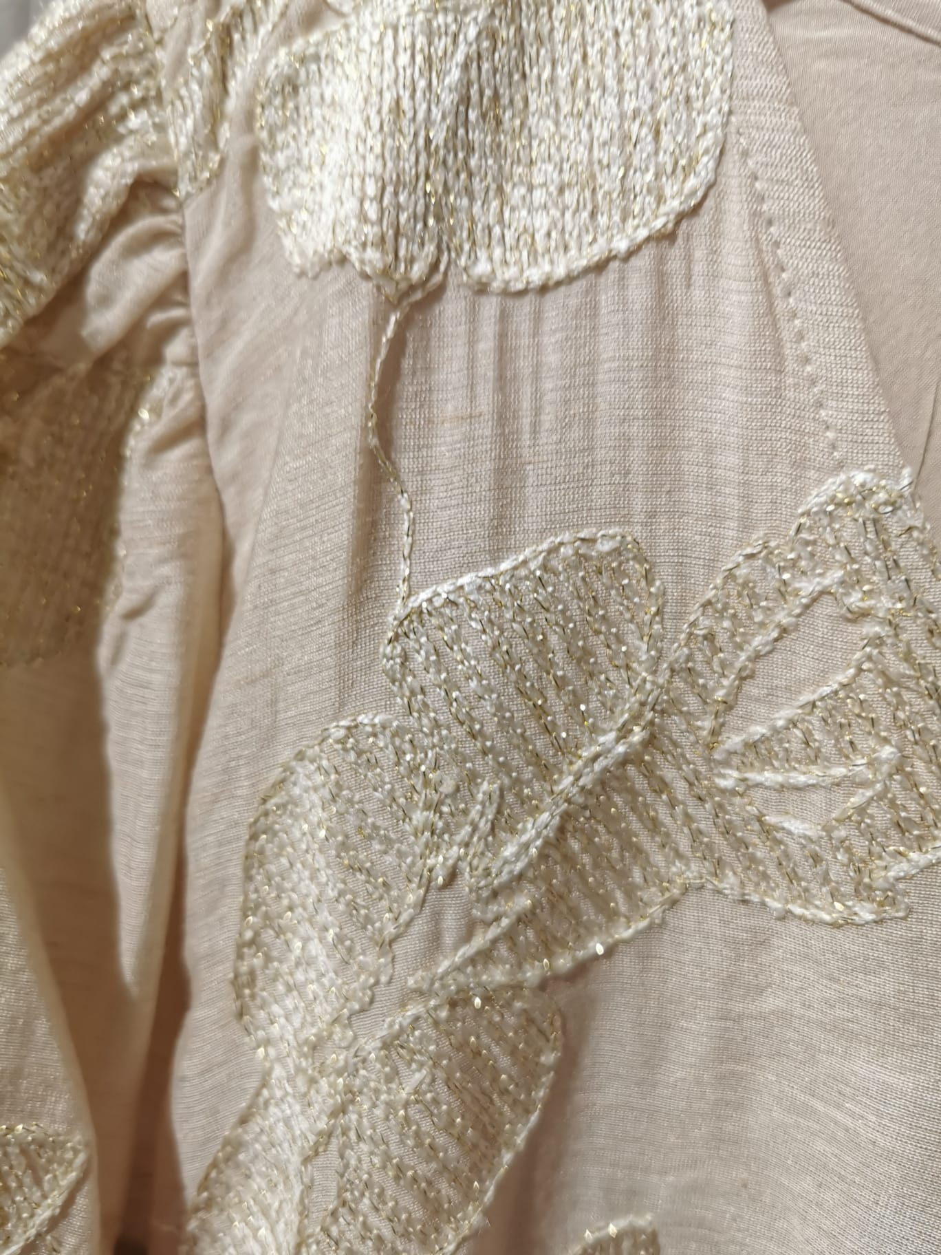 Cream jurk beige met borduursel en lurex detail model CRemilia Perfectly Pale Melange Nature